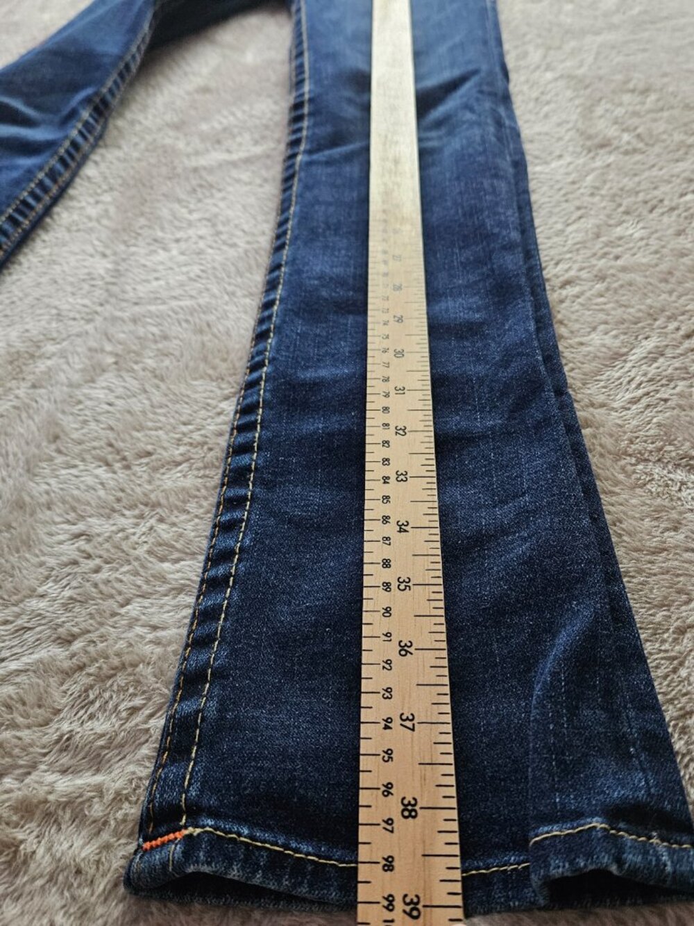 True Religion Billy Jeans Denim Made in USA Thick Stitching Flap Pockets Size 24 - Picture 8 of 11